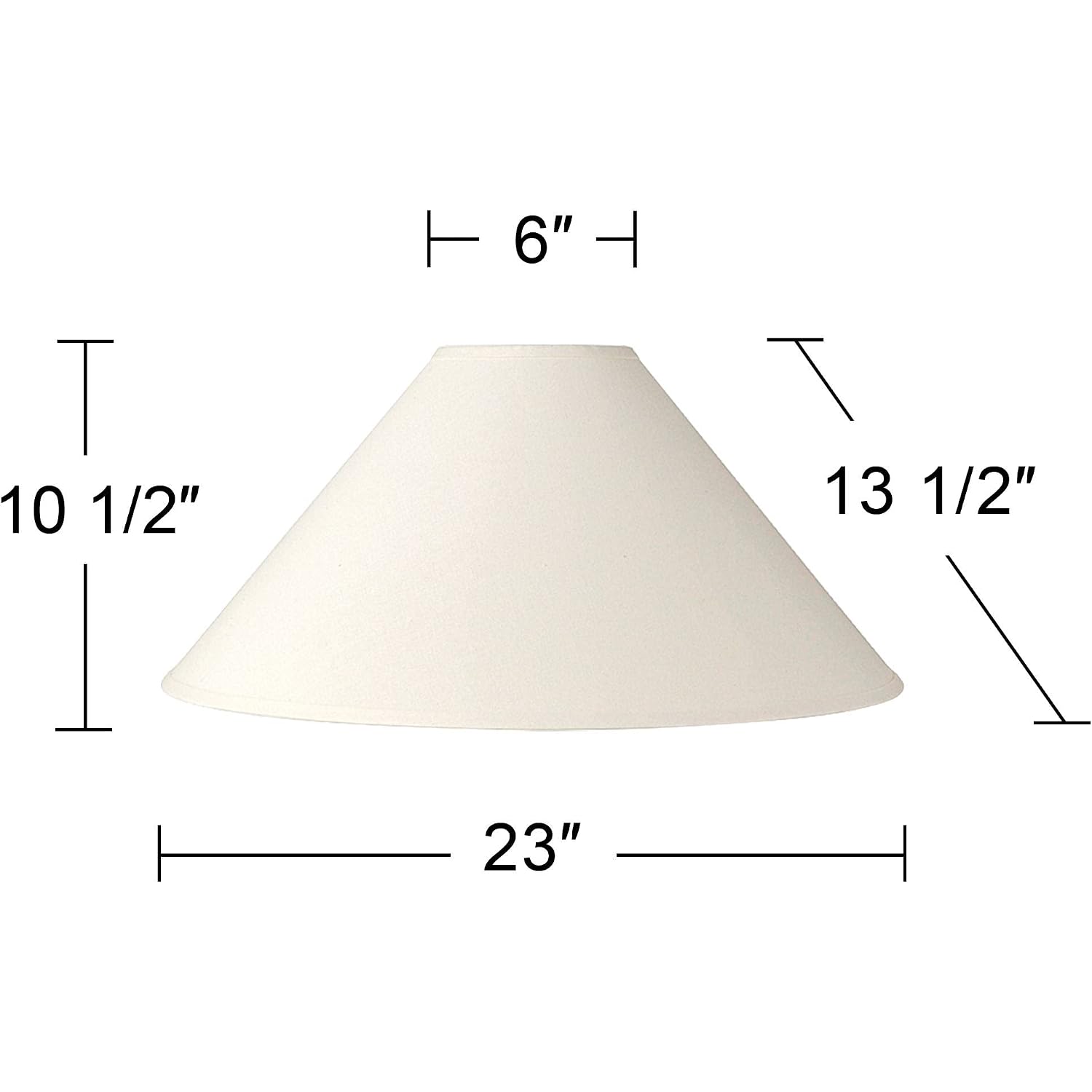 Set Of 2 Chimney Lamp Shade (Pre-Assembled) S White Large 6" Top X 23" Bottom X 13.5" Slant X 10.5" High Spider With Replacement Harp And Finial Fitting