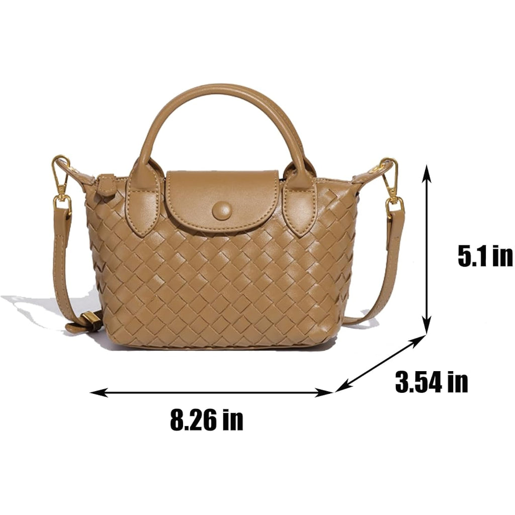 Mini Small Size Braided Luxury Leather Women's top Handle Handbag Fashion Travel Daily Satchel