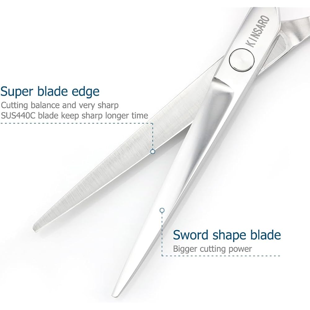 Professional Hair Cutting Scissors Barber Hair Shears Haircut 6 Inch 440C Haircut Shears Hairdresser Scissors Kinsaro For Hairdresser Barber Or Home Use
