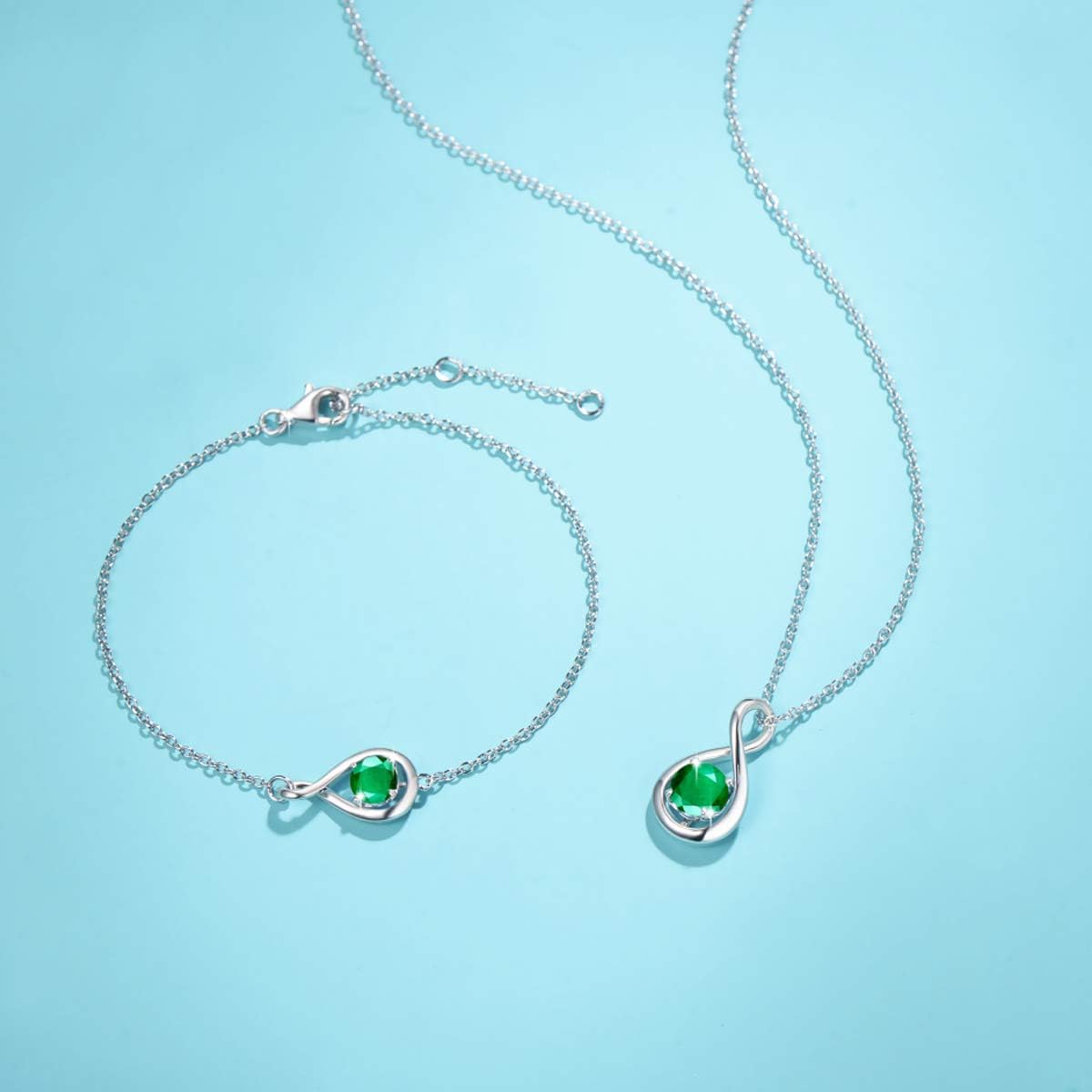 FANCIME Birthstone Necklaces for Women Fine Jewelry Sterling Silver Dainty Infinity Pendant Anniversary Birthday Mothers Day Gifts for Women Wife Mom Lady Daughter, Chain 16"+2" Extend