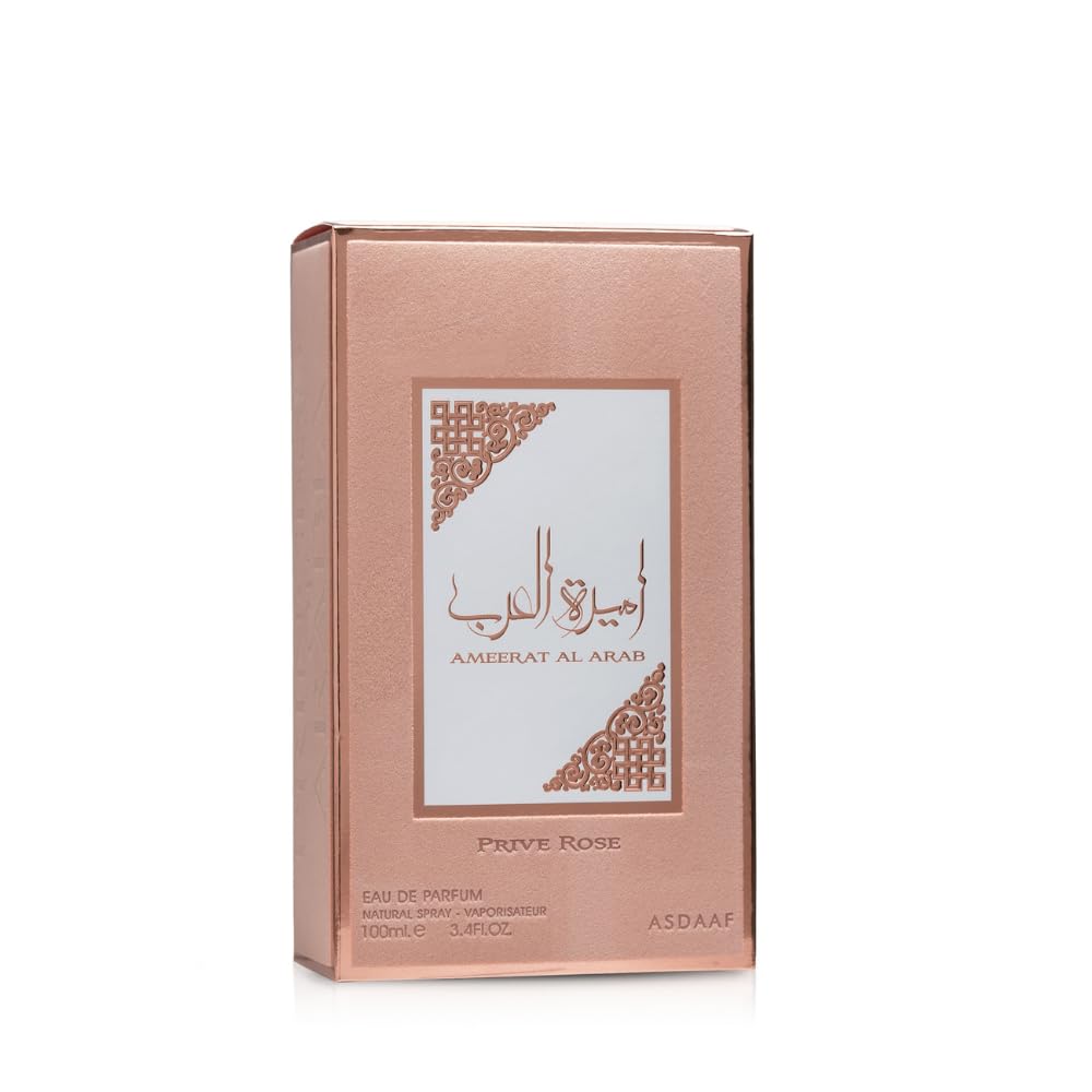 Lattafa Asdaaf Ameerat Al Arab Prive Rose Eau de Parfum Spray for Women, 3.4 Ounce