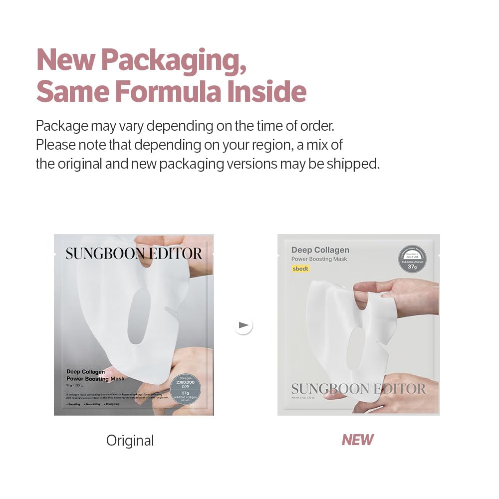 SUNGBOON EDITOR Deep Collagen Overnight Mask Hydrating Mask for Glass Skin, Wrinkle Care, Firming & Pore Refining 2,160,000PPB Collagen + 9 Peptides Korean Skincare, 4ea Gifts for Women