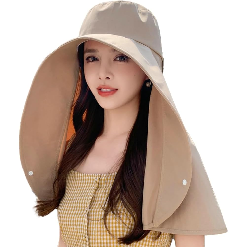 Sun Hats for Women Sun Protection Wide Brim Shawl with Neck Flap Hiking Visor Hat Outdoor Summer Beach