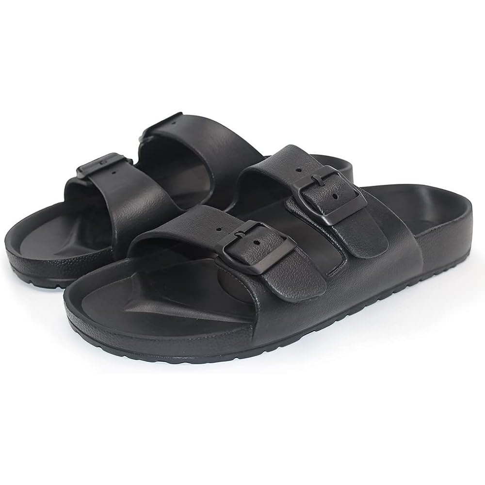 Men’S Lightweight Comfort Slides Double Buckle Slip-On Adjustable Eva Orthopedic Flat Sandals