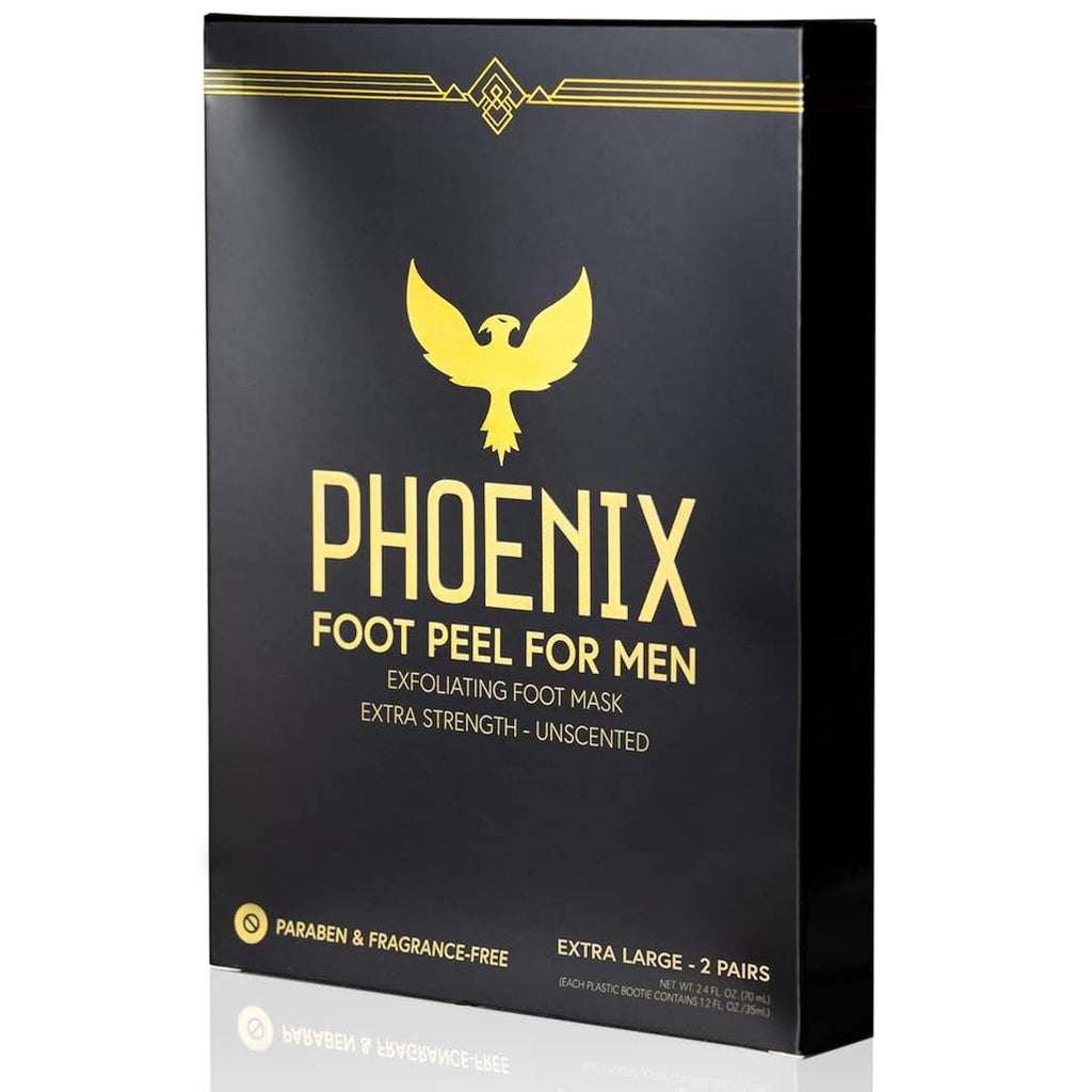 (Pack of 2) Phoenix Foot Peel for Men - Extra Large - Extra Strength - Exfoliating Dry Feet Treatment - Callus Remover - Unscented - Paraben and Fragrance Free