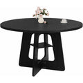 Round Dining Table For 4-6, 47" Kitchen Table For Dining Room, Modern Black Dining Table, Circle Kitchen Table For Living Room, Apartment