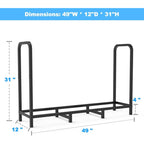 4Ft Firewood Rack Holder, Adjustable Heavy Duty Fire Log Stacker Stand For Fireplace, Outdoor Indoor Metal Wood Pile Storage Organizer, Patio Logs Stand Tool, Black