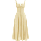 Abehik Women Floral Corset Dress Summer Dress 2026 Boho Flowy Slit Lace Up Midi Dresses Going Out A Line Casual Sundress