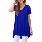 Popyoung Women'S Long Tunic Tops To Wear With Leggings Summer Short Sleeve Loose Fit Dressy Shirts M-5Xl