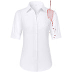 Gleeivy Women'S Short Sleeve Button Up Shirt Collared Fitted Wrinkle Free Blouse Stain Shield Professional Business Top