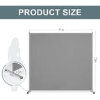 Rantila Single Large Panel Room Divider, Privacy Screen For Office, Partition Separators, Freestanding Divider 71''W X 69.5''H, Grey