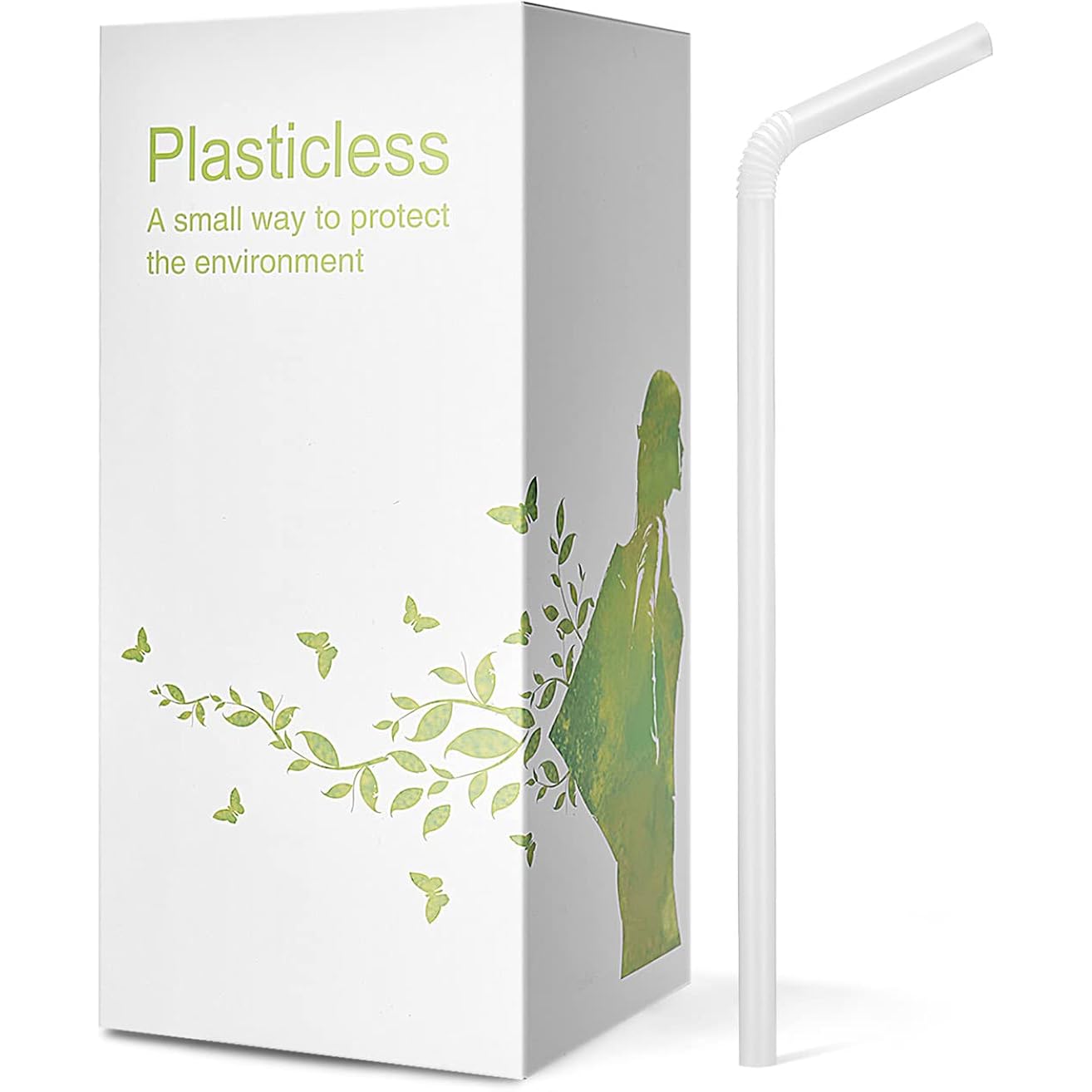 200 Count 8.25" Eco-Friendly Bendable Compostable Pla Straws - Ktob Plasticless Biodegradable Flexible Drinking Straws