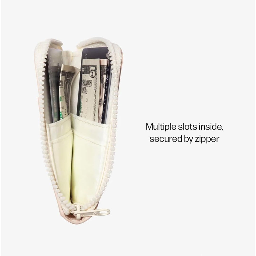 Thread Wallets Rfid Blocking Leather Zip Wallet With Card Holder For Men And Women (Off White)