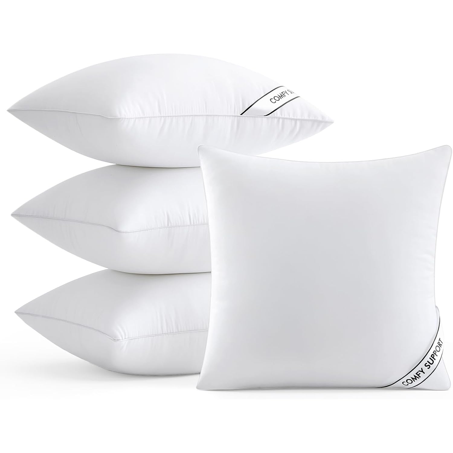 MIULEE 18x18 Inch Pillows Inserts, Pack of 4 Down Alternative Virgin Filling Comfy Support Throw Pillows for Sofa Couch Bed