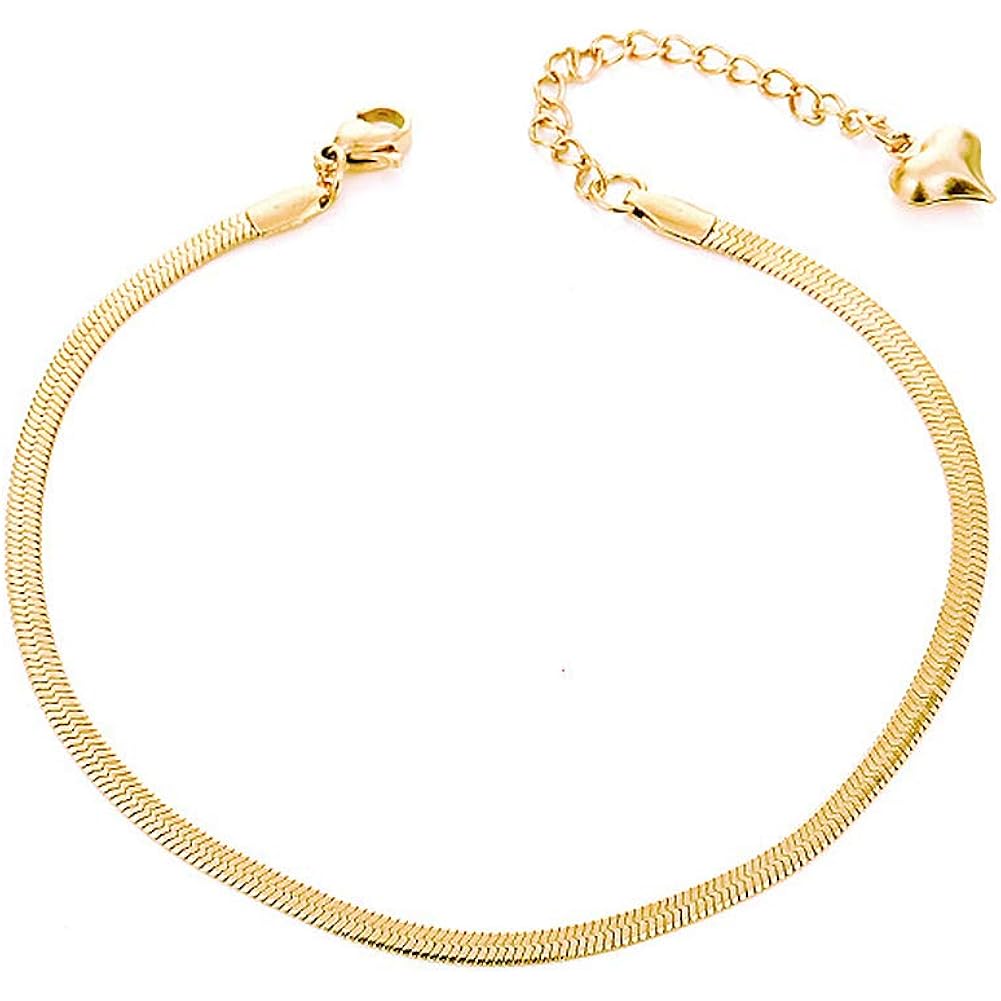 Gold Anklets for Women Waterproof,18K Gold Plated Anklet for Women Snake Chain Link Dainty Ankle Bracelets Summer Beach Jewelry
