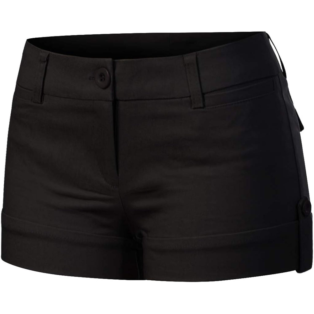 Women's Casual Body Enhancing Comfort Cuffed Shorts - Stretchy Mid-Rise Chino Style Shorts with Pockets