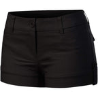 Women's Casual Body Enhancing Comfort Cuffed Shorts - Stretchy Mid-Rise Chino Style Shorts with Pockets