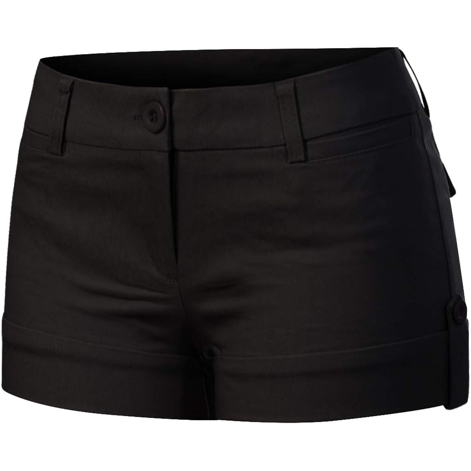 Women's Casual Body Enhancing Comfort Cuffed Shorts - Stretchy Mid-Rise Chino Style Shorts with Pockets
