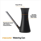 Fiskars Indoor Watering Can, Long Reach Spout For Precision Hydration On House Plants, Flowers & Garden, Anti-Drip Nozzle With Translucent Volume Markings, Ergonomic Recycled Plastic Body, 40 Oz
