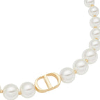 18K gold plated copper pearl necklace, with luxurious letter design and rectangular three-dimensional pendant, double-layered stacked straps highlighting the fashionable charm of women's jewelry