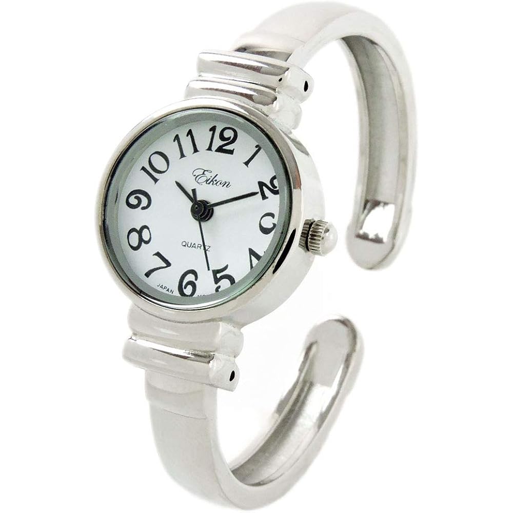 Silver Metal Band Petite Size Women's Bangle Cuff Watch