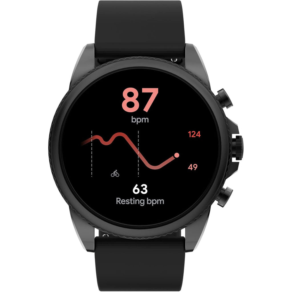 Fossil Men's Gen 6 44mm Stainless Steel and Silicone Touchscreen Smart Watch, Color: Black (Model: FTW4061V)