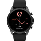 Fossil Men's Gen 6 44mm Stainless Steel and Silicone Touchscreen Smart Watch, Color: Black (Model: FTW4061V)