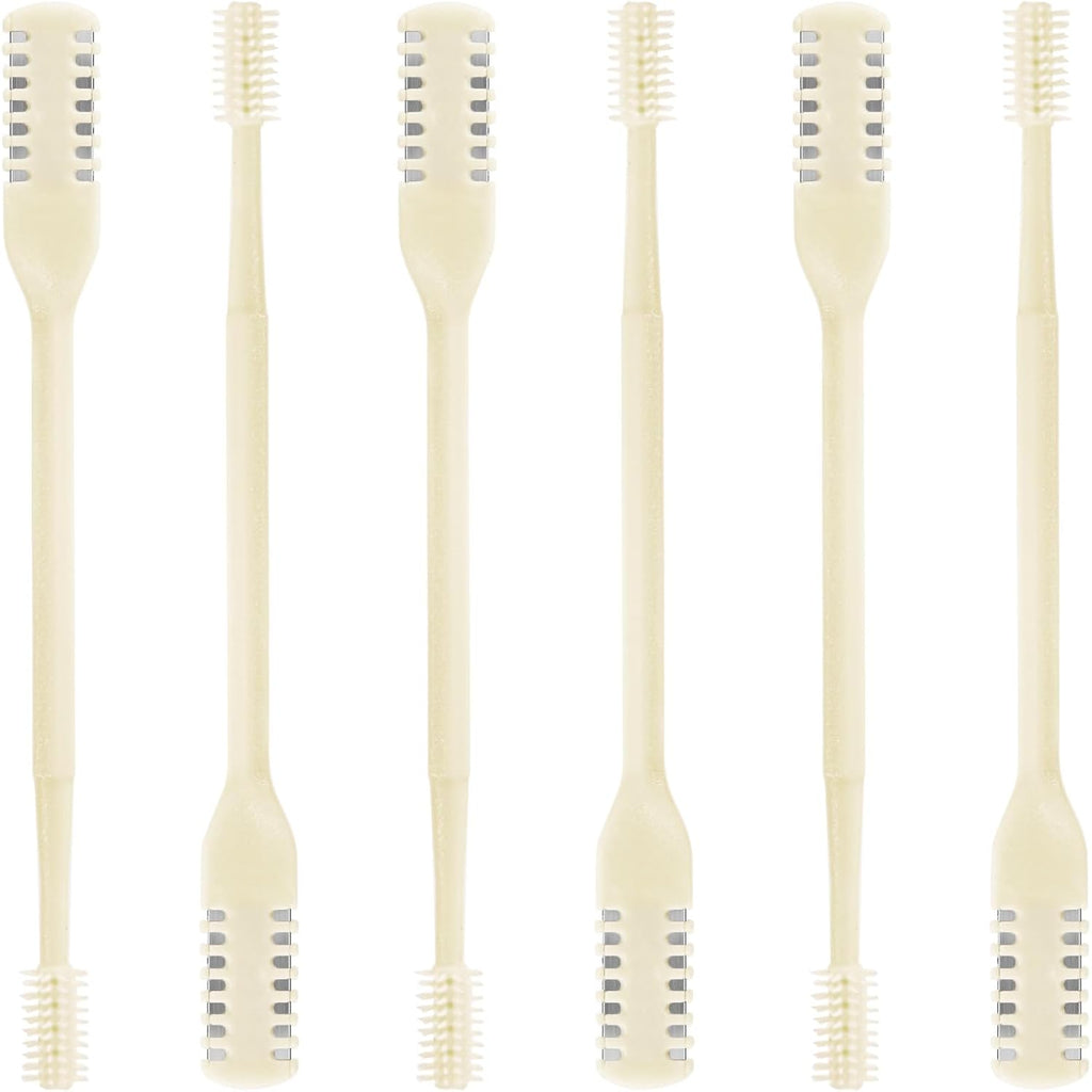 ZKENIRD 6 Pcs 2-in-1 Nasal Cutter, Upgrade Double Sided Nose Knife, 360 Nostril Hair Remover Tool, Trimmer for Men, Women, Soft Cleaning Brush (Cream)