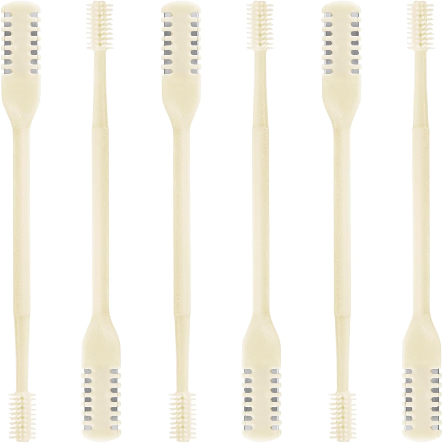 ZKENIRD 6 Pcs 2-in-1 Nasal Cutter, Upgrade Double Sided Nose Knife, 360 Nostril Hair Remover Tool, Trimmer for Men, Women, Soft Cleaning Brush (Cream)