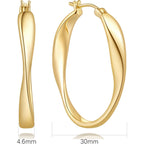 Gold Hoops Earrings for Women 14K Gold Earrings for Women Hoops Earring for Womens Hoop Twisted Wave Hoop Earring for Womens