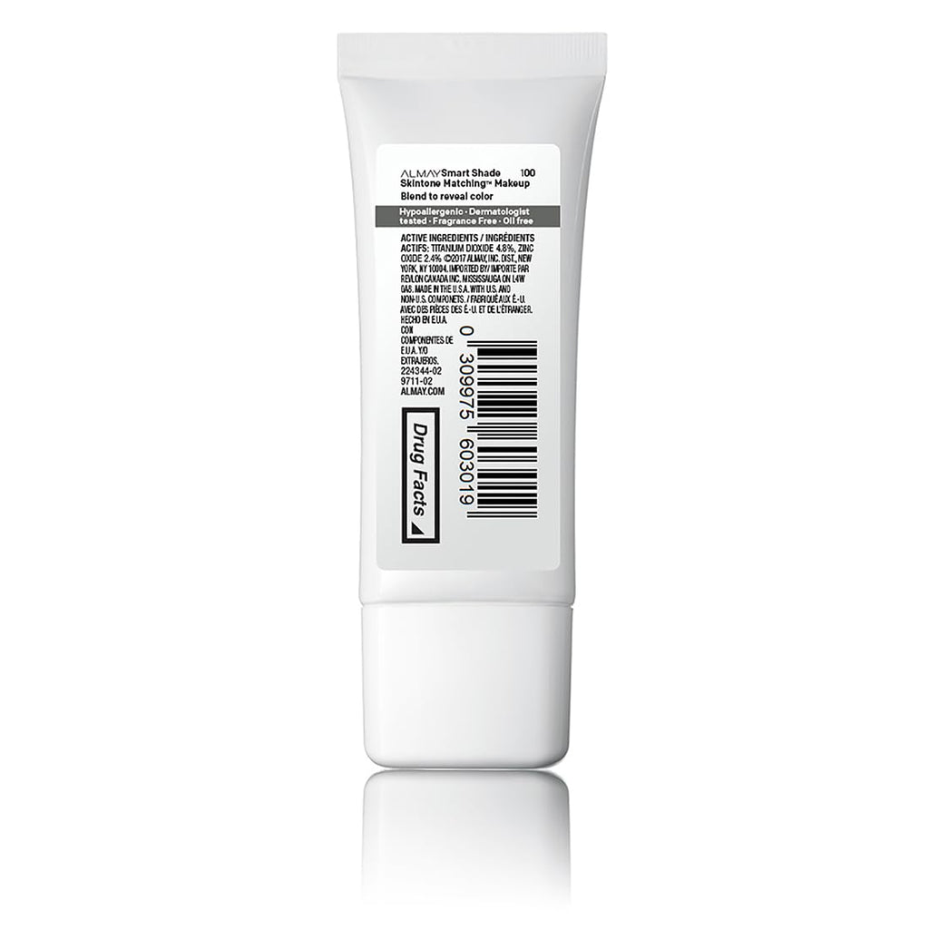 Almay Skintone Matching Foundation, Smart Shade Face Makeup With Spf 15, Hypoallergenic, Oil-Free, Dermatologist-Tested, 100 My Best Light, 1 Fl Oz