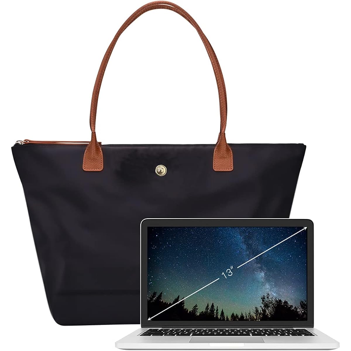 GM LIKKIE Shoulder Tote Bag for Women, Nylon Top-Handle Purse, Foldable Weekend Hobo Handbag (Black2)