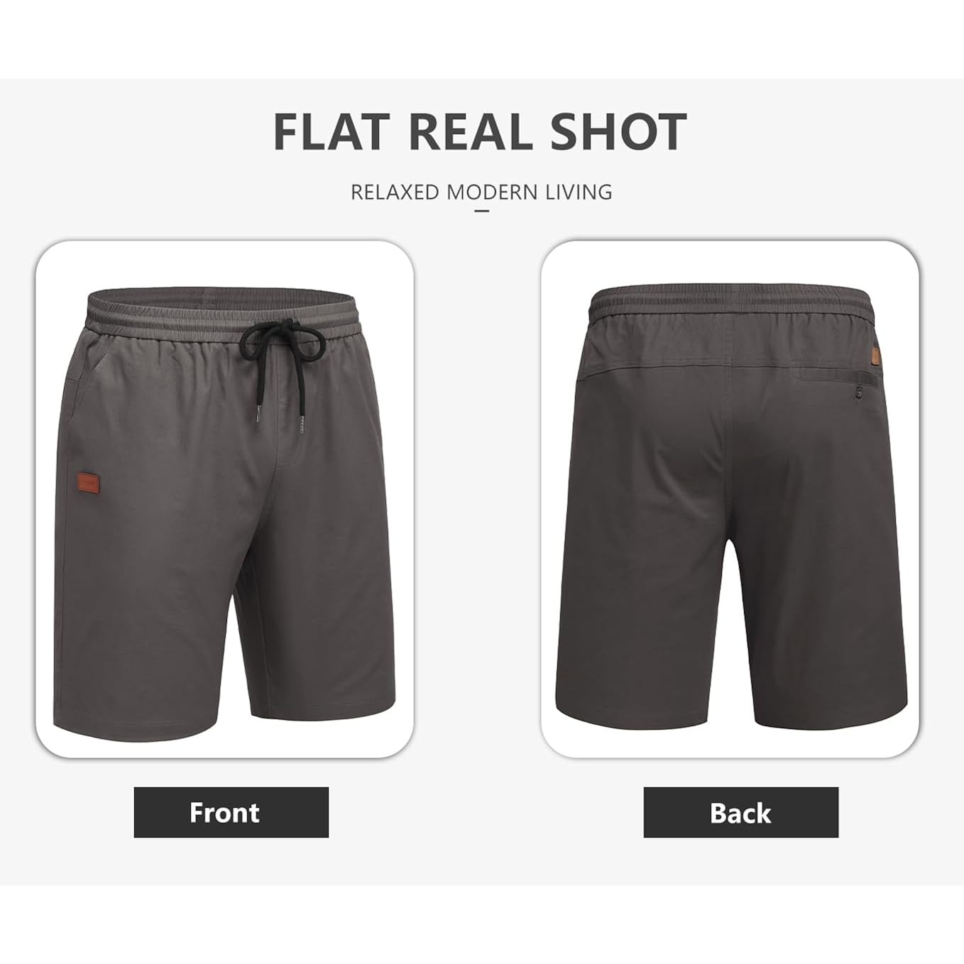 Coofandy Men'S Casual Shorts 9'' Cotton Drawstring Elastic Waist Lightweight Summer Beach Shorts With Pockets