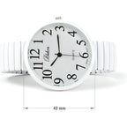 Geneva Super Large Stretch Watch Clear Number Easy Read (White)