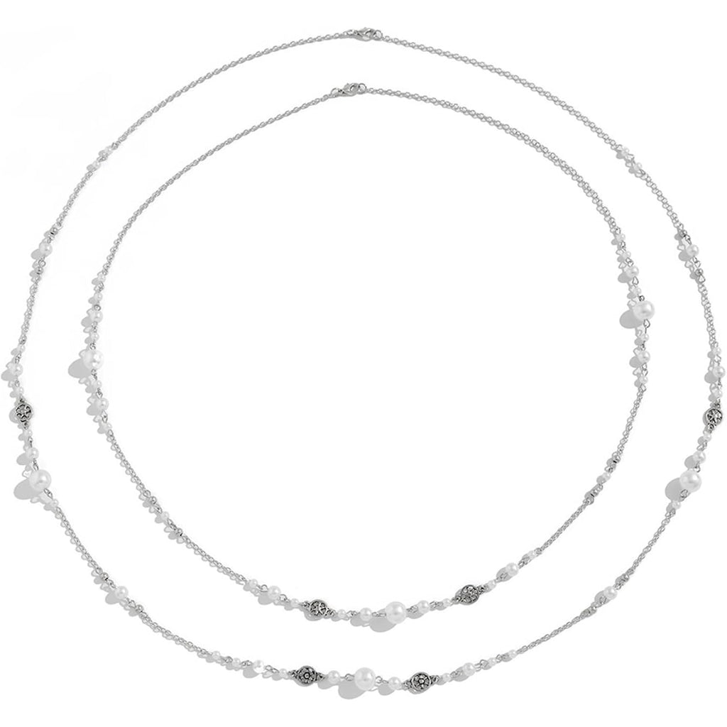 Long Necklaces for Women Pearl Necklaces for Women Long Chain Necklace Dainty Layered Pearl Necklace Statement Sweater Strand Chain Jewelry