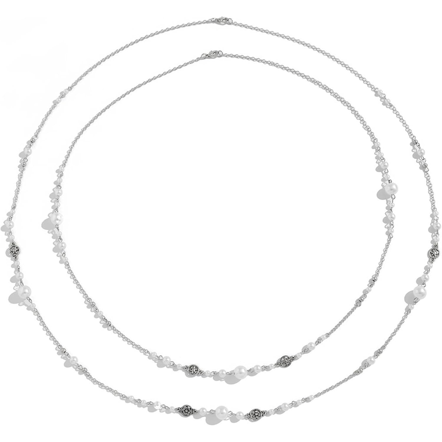 Long Necklaces for Women Pearl Necklaces for Women Long Chain Necklace Dainty Layered Pearl Necklace Statement Sweater Strand Chain Jewelry