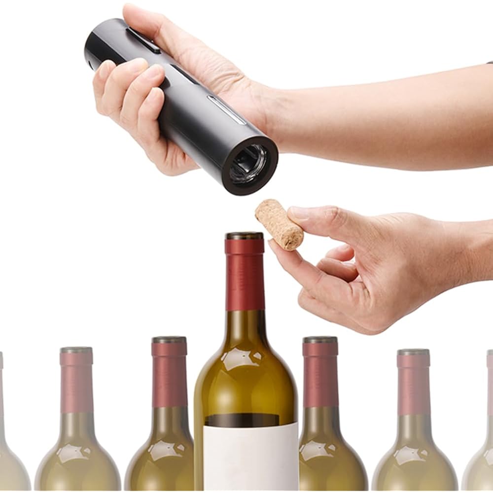 COKUNST Electric Wine Opener, Battery Operated Wine Bottle Openers with Foil Cutter, One-click Button Corkscrew Remover for Home Kitchen Party Wedding