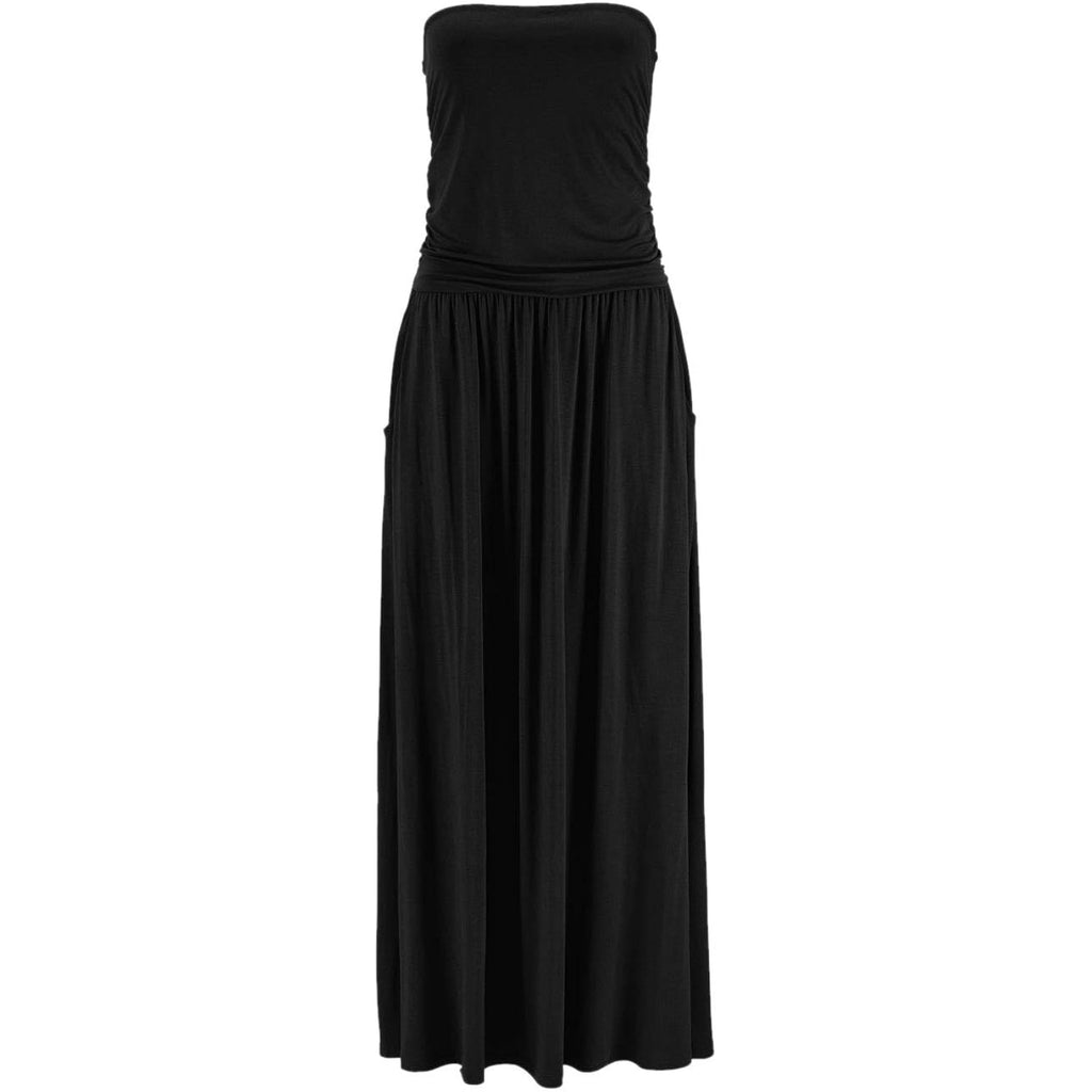 Alaster Queen Women’S Strapless Bandeau Summer Long Floral Dress Off Shoulder Beach Maxi Dress With Pockets