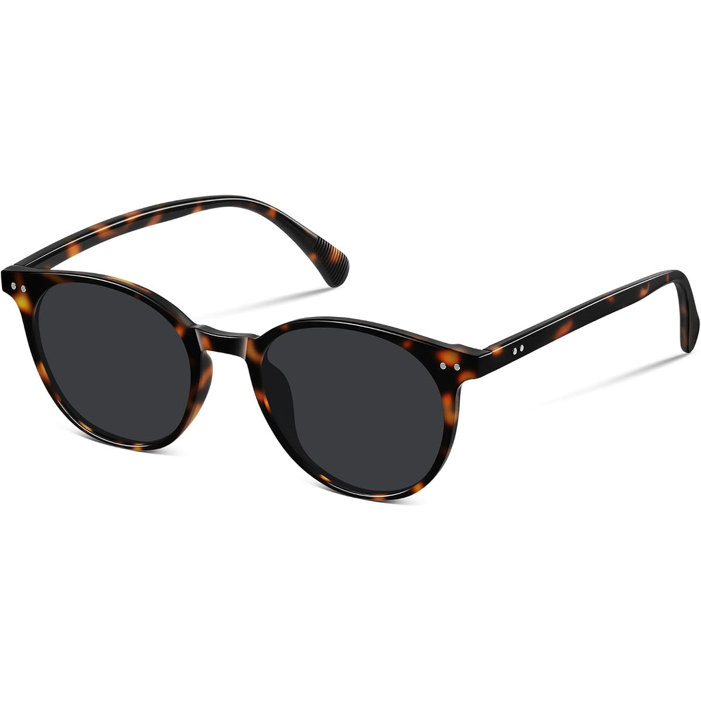 Round Sunglasses for Women Men, Polarized Retro Trendy Sunglasses Vintage Small Frame, UV Protection Lens Fashion Classic Tortoise/Grey