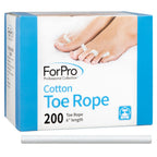 ForPro Professional Collection Cotton Toe Rope, Pedicure Toe Separator, Lint-Free, Biodegradable Cotton, 6” L, 200-Count