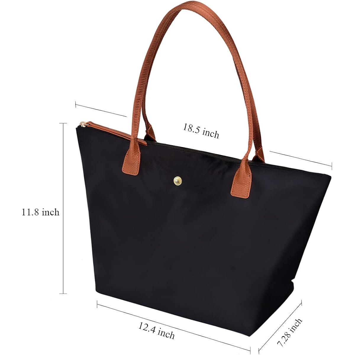 GM LIKKIE Shoulder Tote Bag for Women, Nylon Top-Handle Purse, Foldable Weekend Hobo Handbag (Black2)