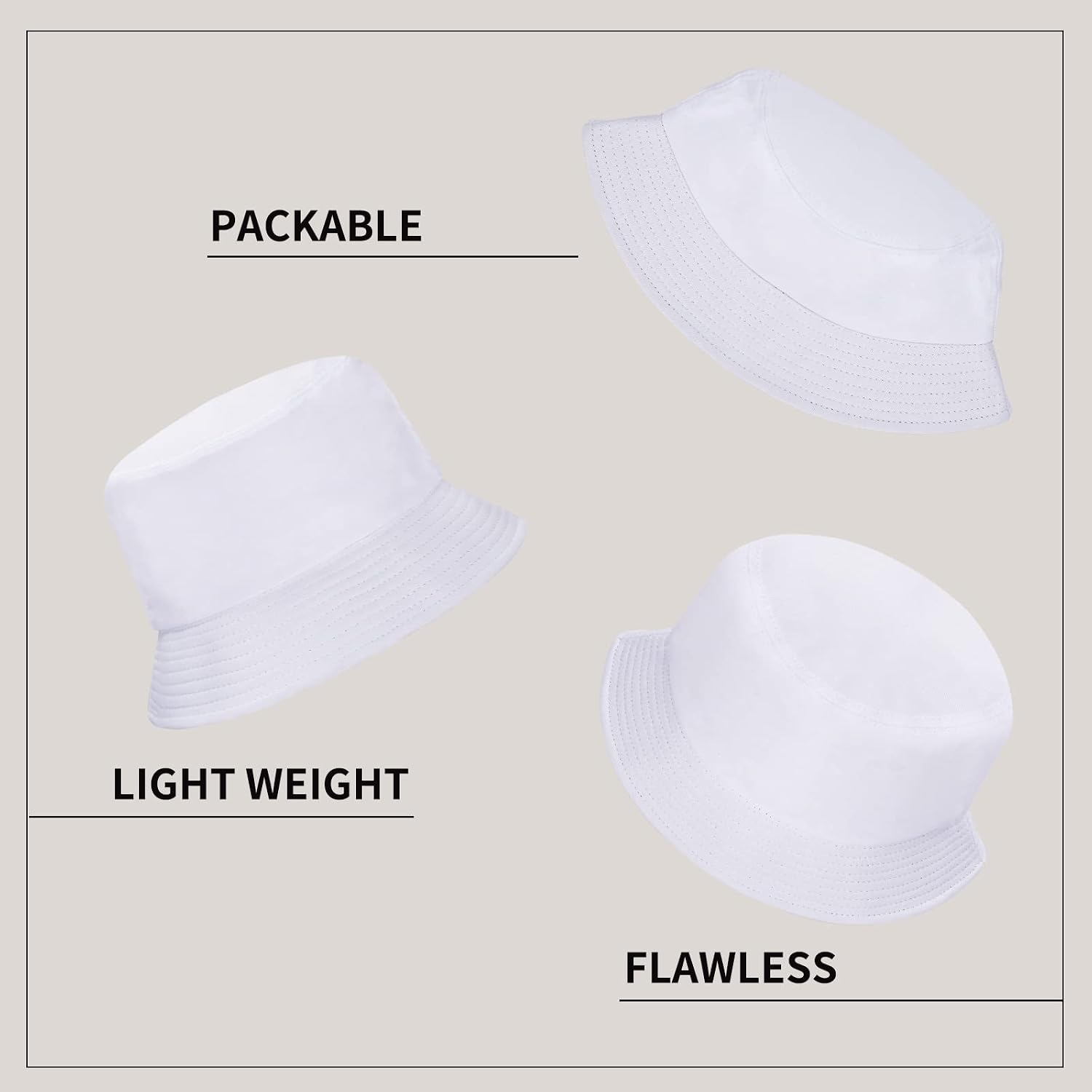 1 & 2 Pack Bucket Hat for Women Men Summer Travel Beach Sun Hat Outdoor Cap Unisex Bucket Hats 1pack-white