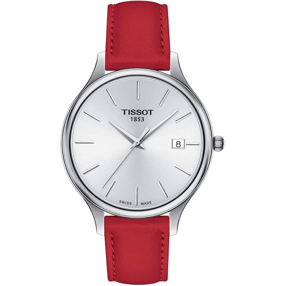 Tissot Womens Bella Ora 316L Stainless Steel Case Quartz Watch, Red, Leather, 16 (T1032101603100)