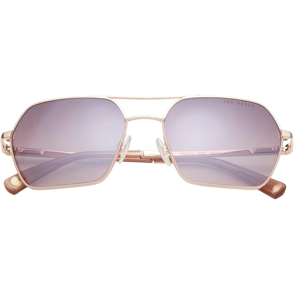 Ted Baker TWS254 Women's Geometric Aviator Designer Sunglasses, UV400 Protection, 56 mm Gradient Lenses