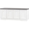 Shoe Bench, Entryway Storage Bench With Doors, Cushion, 2-Tier Shoe Rack With 8-Cubby, 47.2”L X 13.8”W Shoe Organizer Cabinet, Adjustable Shelf, Living Room, Bedroom, White