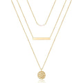 Turandoss Dainty Layered Choker Necklace, Handmade Y Pendant Necklace Multilayer Bar Disc Necklace Adjustable Layering Choker Necklaces for Women