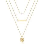 Turandoss Dainty Layered Choker Necklace, Handmade Y Pendant Necklace Multilayer Bar Disc Necklace Adjustable Layering Choker Necklaces for Women