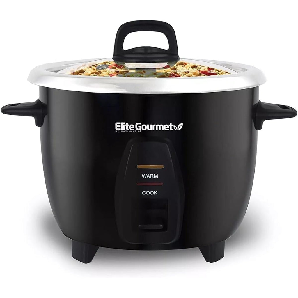 Elite Gourmet Erc2010B Electric Rice Cooker With Stainless Steel Inner Pot Makes Soups, Stews, Porridge'S, Grains And Cereals, 10 Cups Cooked (5 Cups Uncooked), Black
