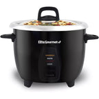 Elite Gourmet Erc2010B Electric Rice Cooker With Stainless Steel Inner Pot Makes Soups, Stews, Porridge'S, Grains And Cereals, 10 Cups Cooked (5 Cups Uncooked), Black
