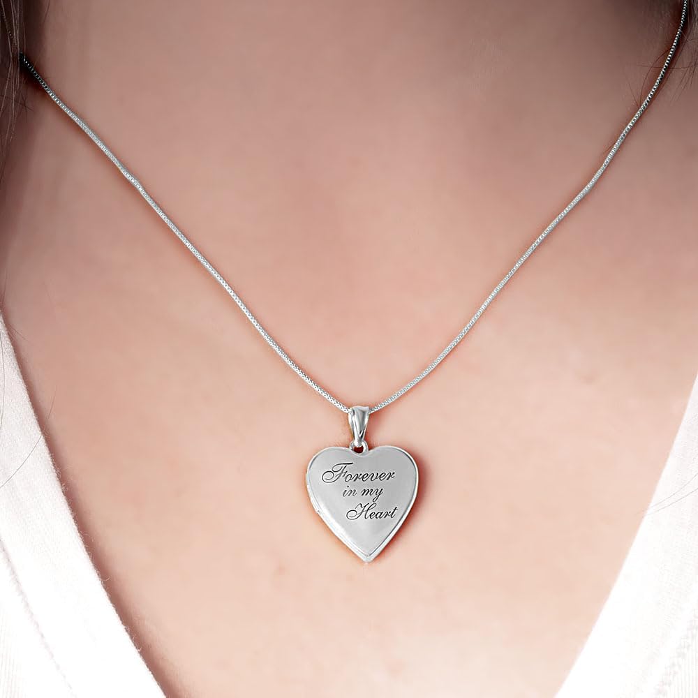 PicturesOnGold.com Forever In My Heart Locket Necklace for Women That Hold Pictures in Silver or Yellow Gold.
